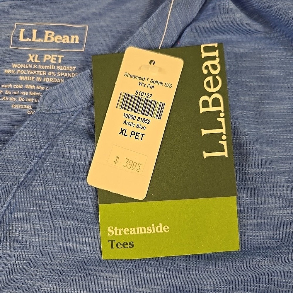 L.L. Bean Women's Streamside T-Shirt XL Petite Blue Moisture Wicking Outdoor Gym - Picture 3 of 11